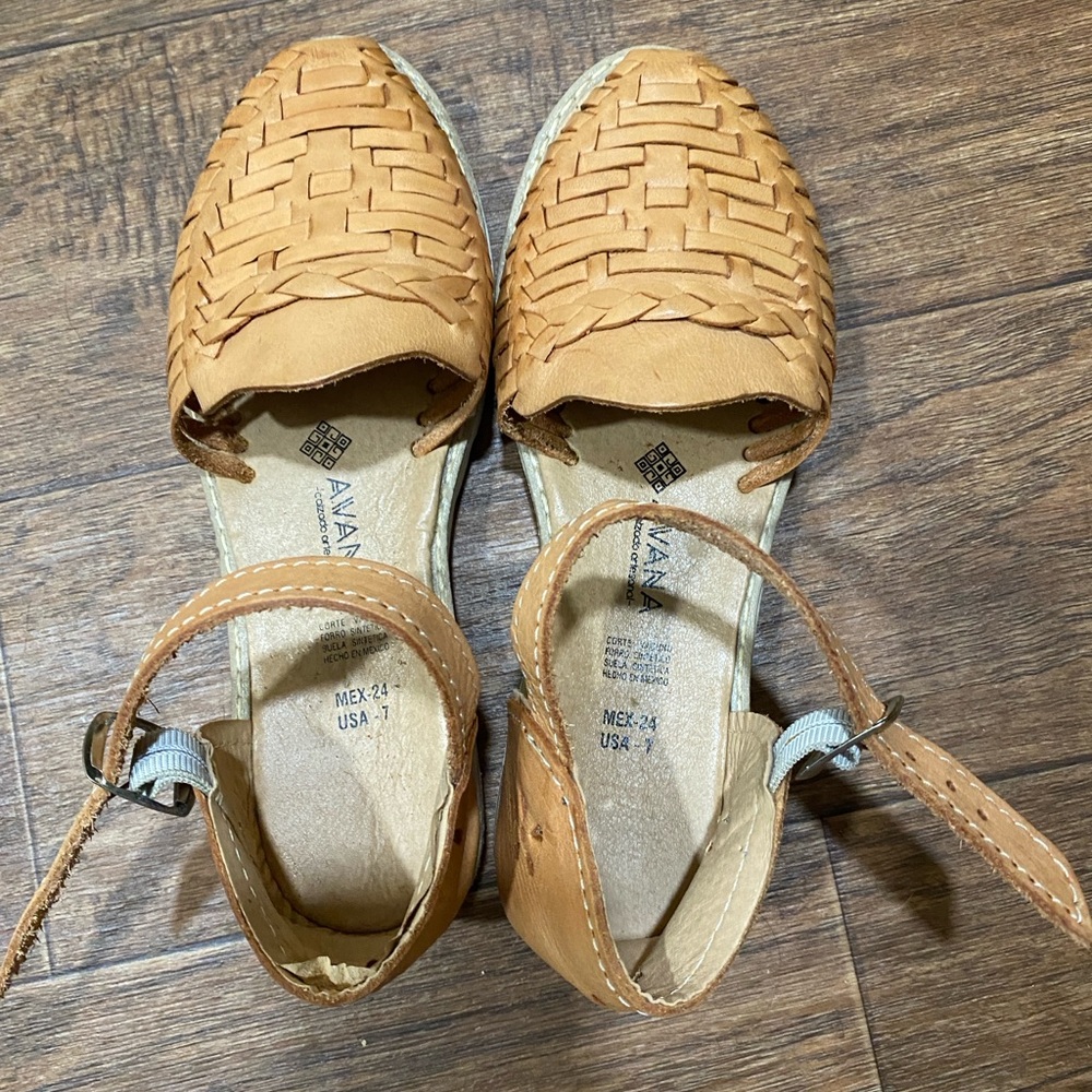 Avana Tan Woven Leather Sandals
